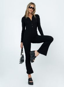 Landon Jumpsuit Black sold by Princess Polly