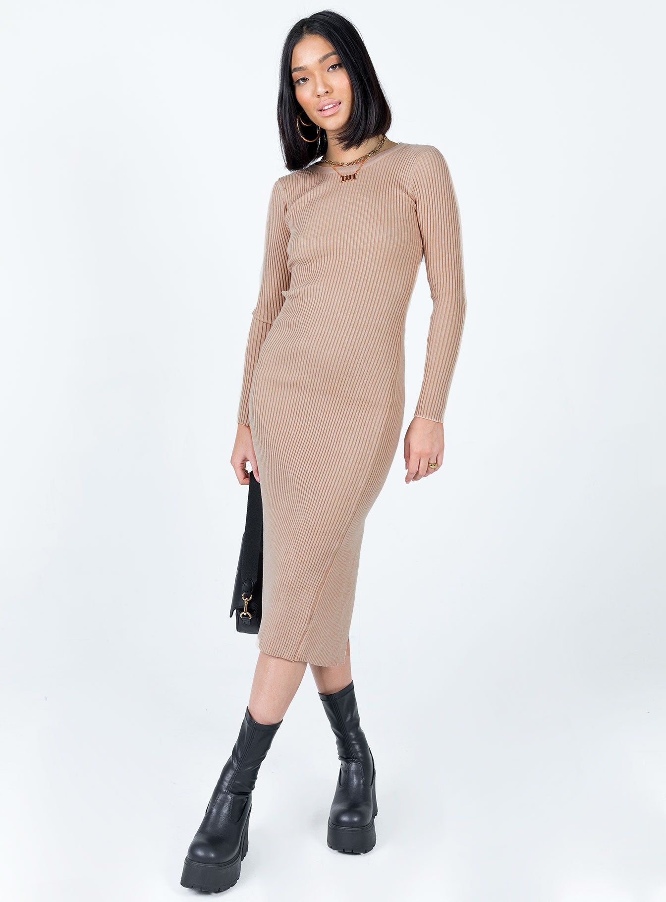Tiarnie Midi Dress Beige sold by Princess Polly