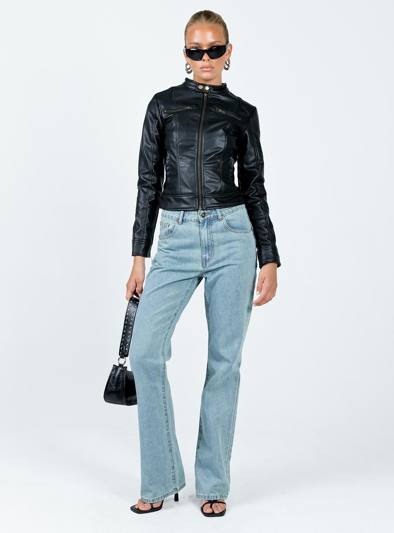 Pottsville Faux Leather Moto Jacket Black sold by Princess Polly product image thumbnail 4