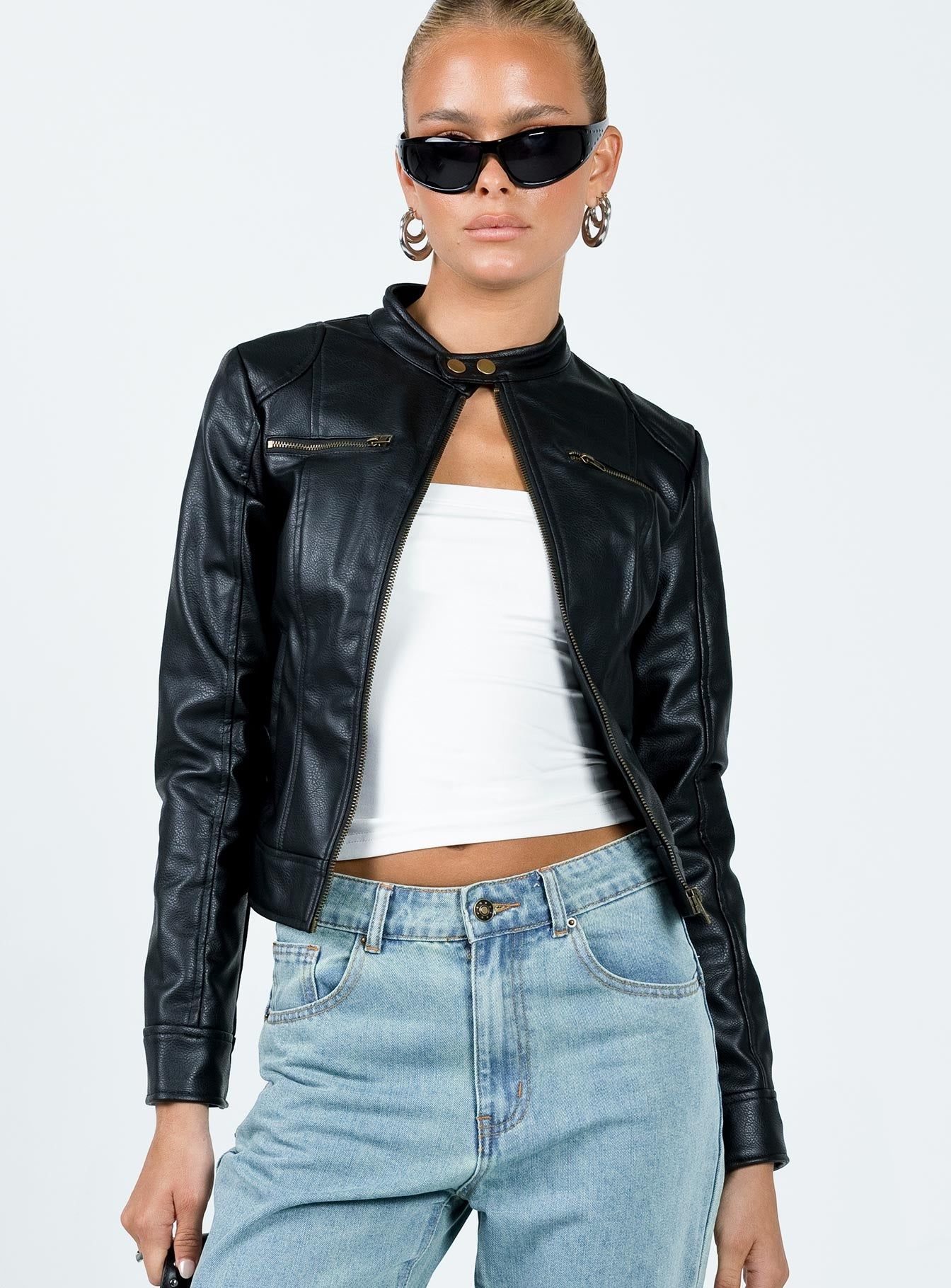 Pottsville Faux Leather Moto Jacket Black sold by Princess Polly product image thumbnail 2