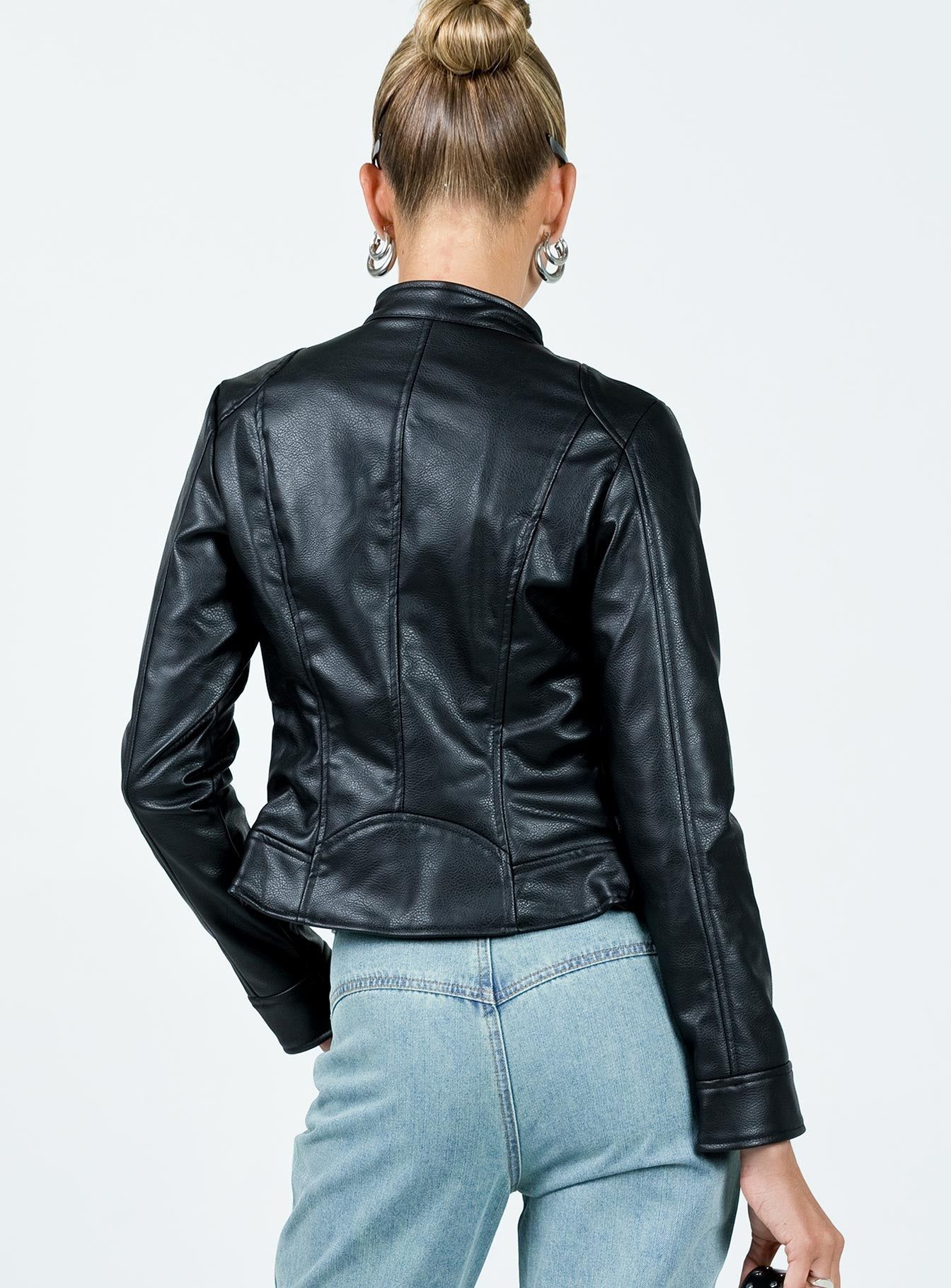 Pottsville Faux Leather Moto Jacket Black sold by Princess Polly product image thumbnail 5