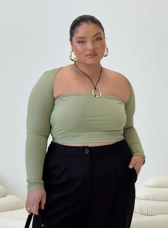 Moran Two Piece Bolero Top Sage Curve sold by Princess Polly
