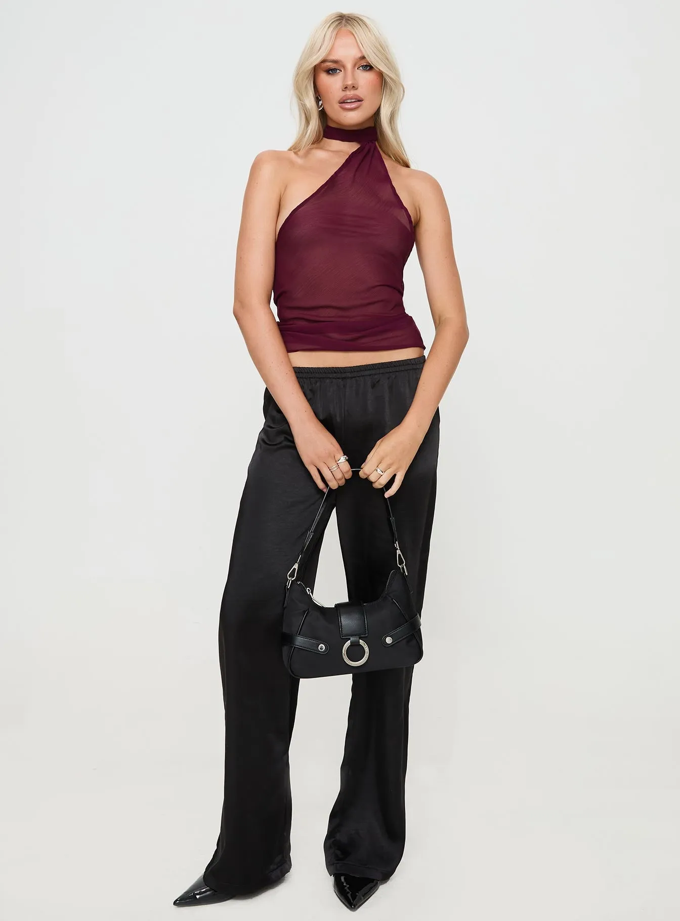 Lux Tie Top Burgundy sold by Princess Polly product image thumbnail 3