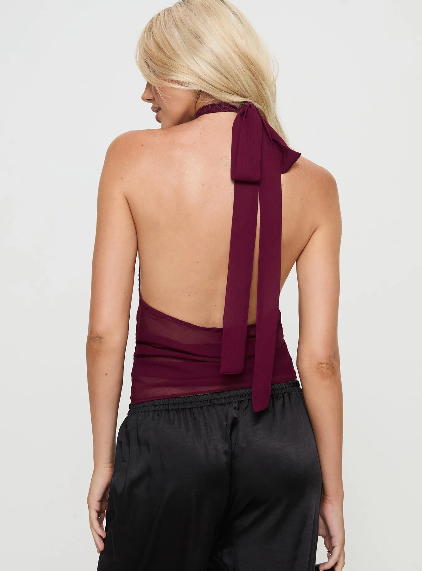 Lux Tie Top Burgundy sold by Princess Polly product image thumbnail 5