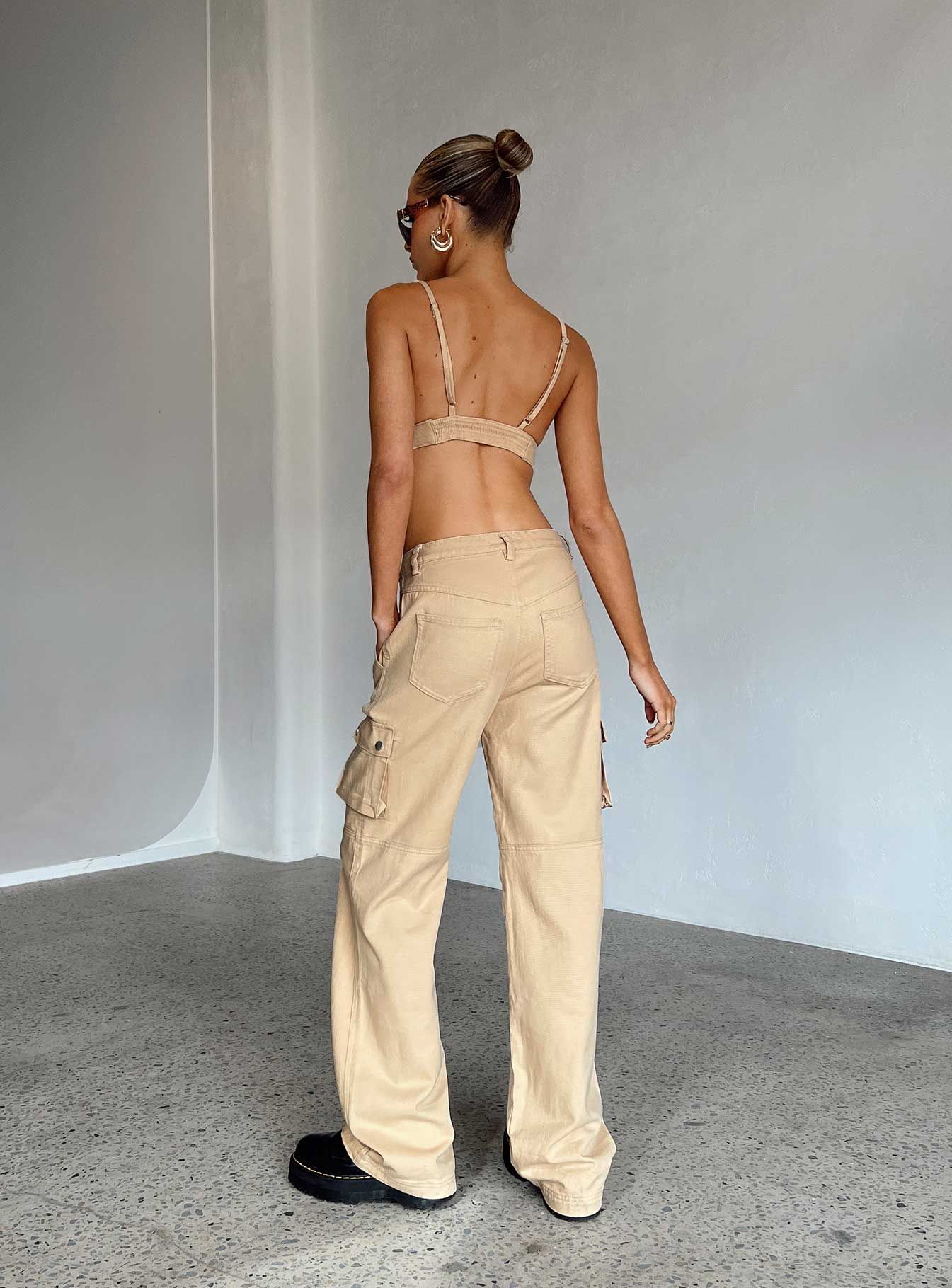 Paige Mid Rise Cargo Jean Denim Beige sold by Princess Polly product image thumbnail 4