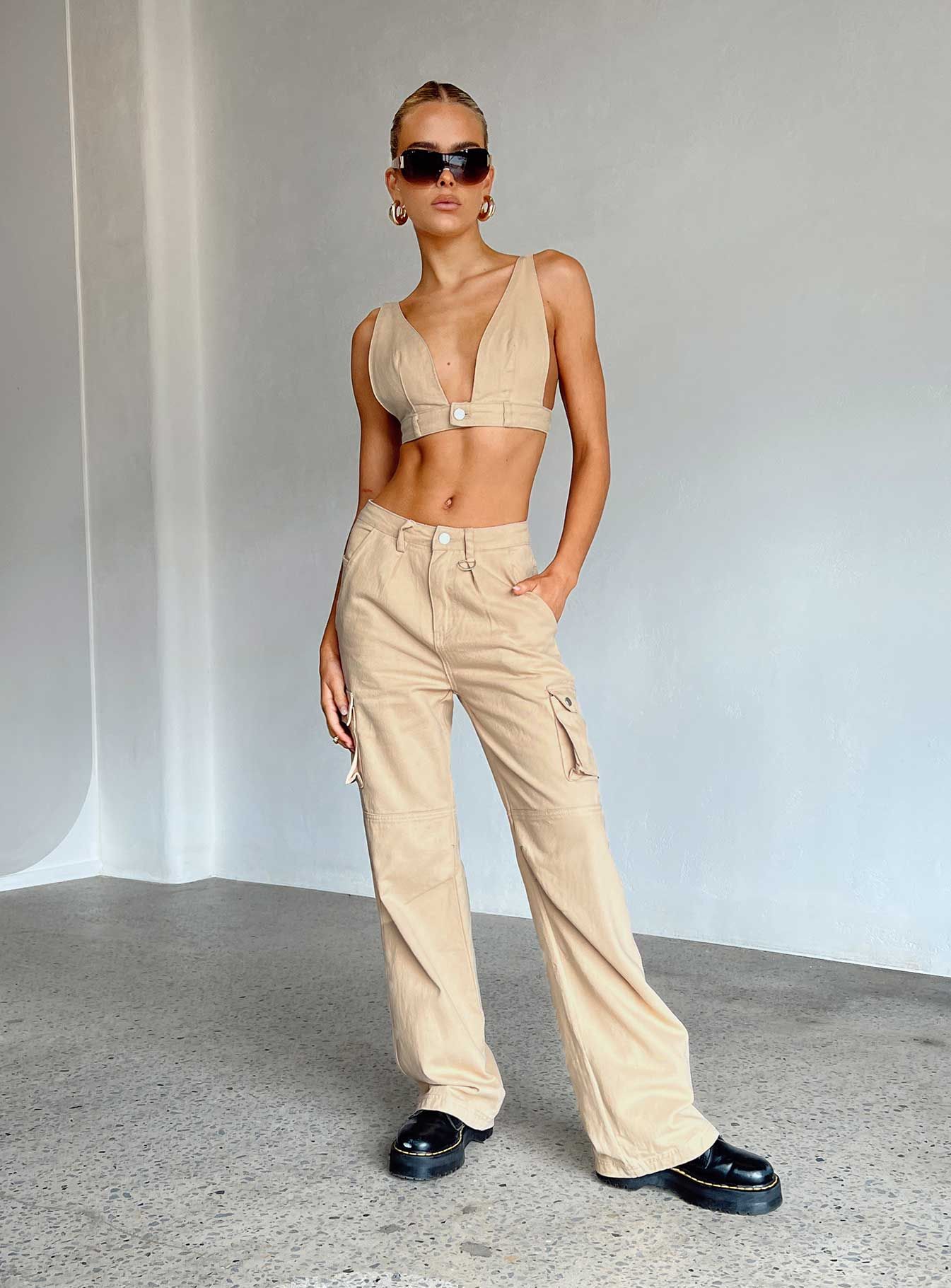 Paige Mid Rise Cargo Jean Denim Beige sold by Princess Polly product image thumbnail 2