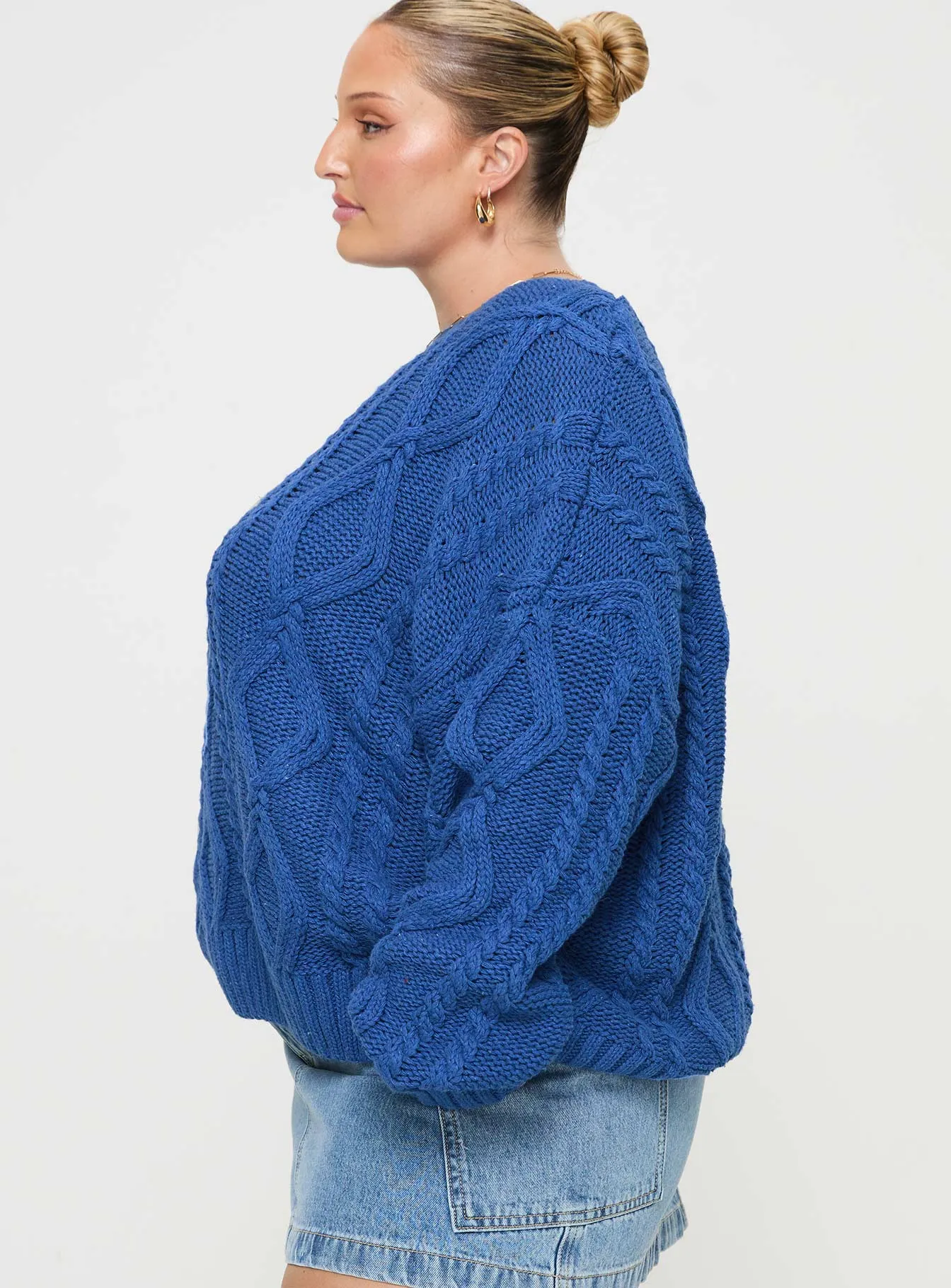 Anaya Oversized Sweater Monday Blues Curve sold by Princess Polly product image thumbnail 4