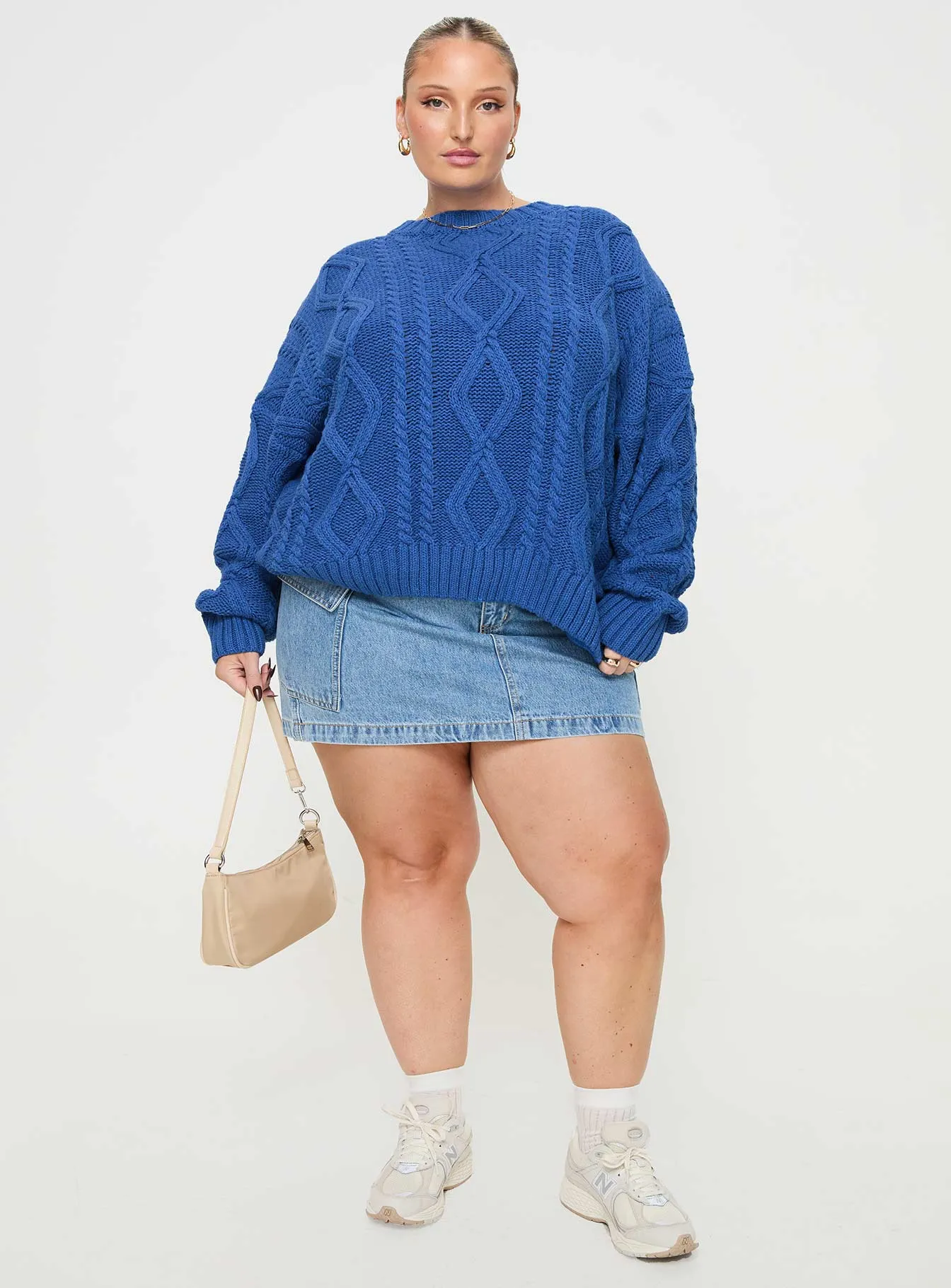 Anaya Oversized Sweater Monday Blues Curve sold by Princess Polly product image thumbnail 3