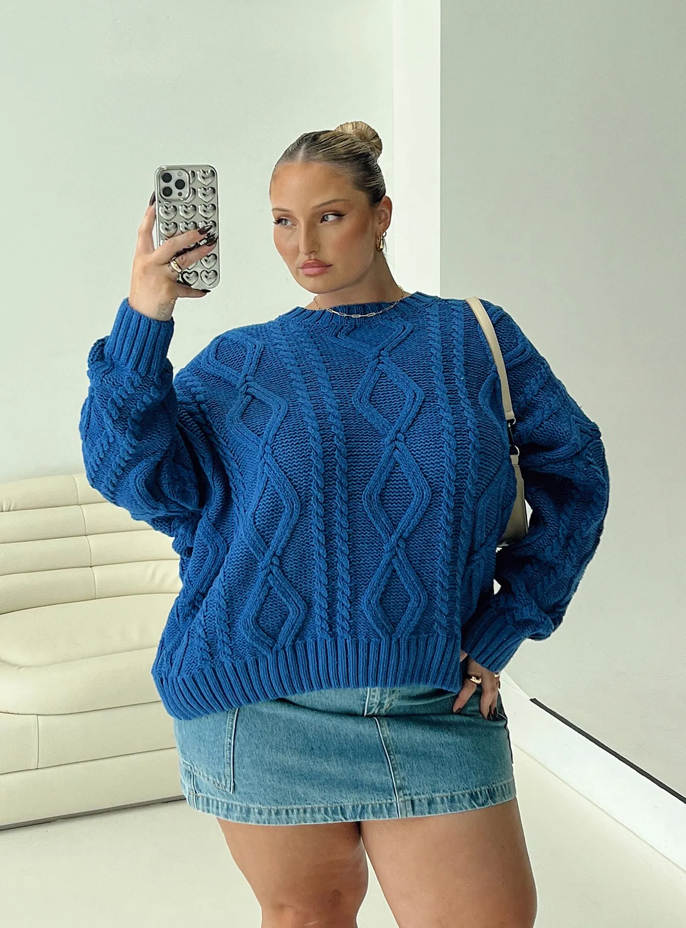 Anaya Oversized Sweater Monday Blues Curve sold by Princess Polly