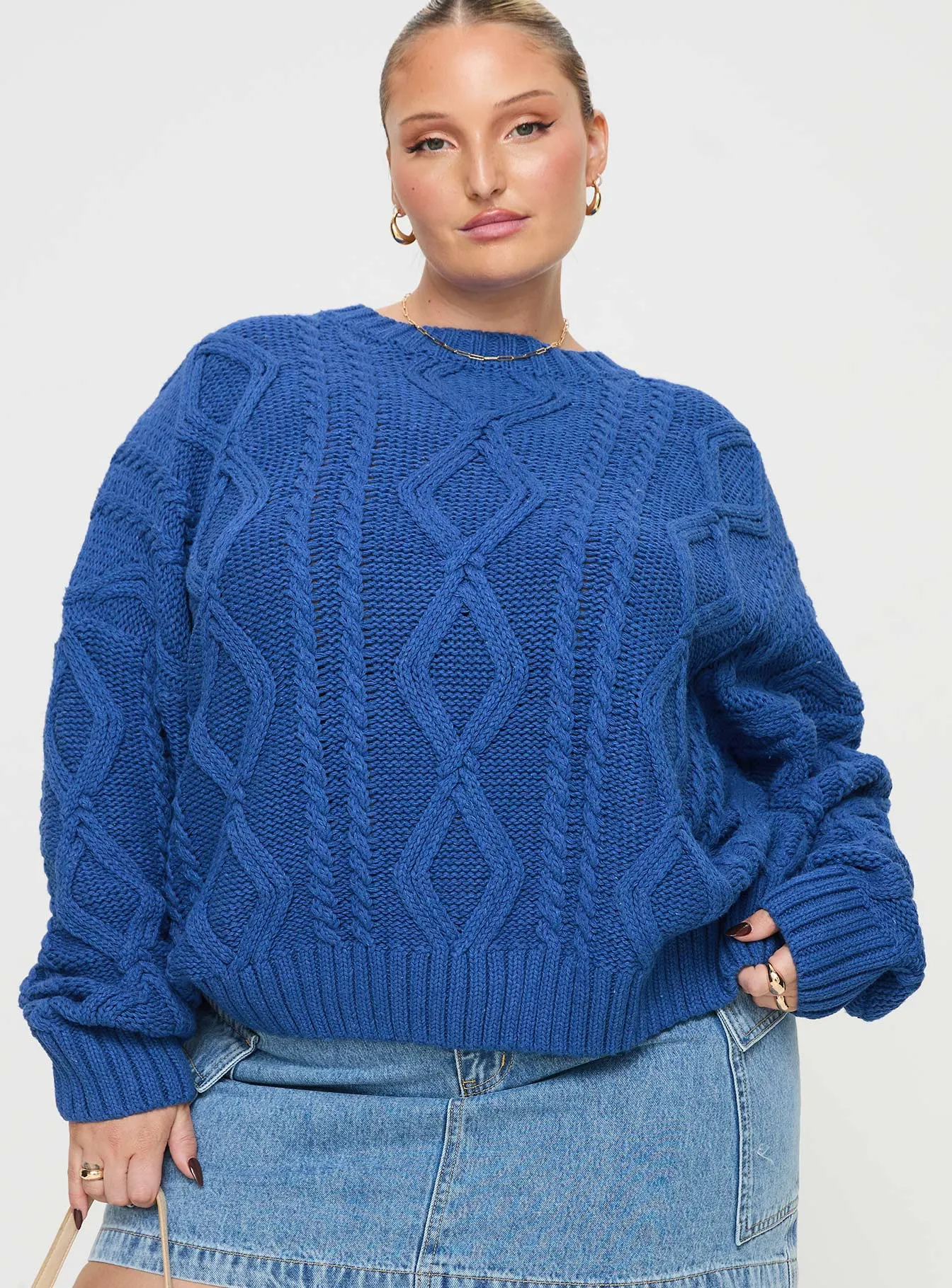 Anaya Oversized Sweater Monday Blues Curve sold by Princess Polly product image thumbnail 2