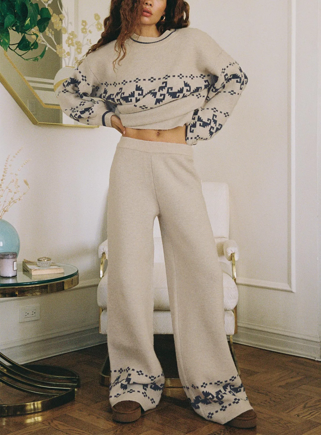 Alpine Knit Pants Cream / Blue sold by Princess Polly product image thumbnail 2