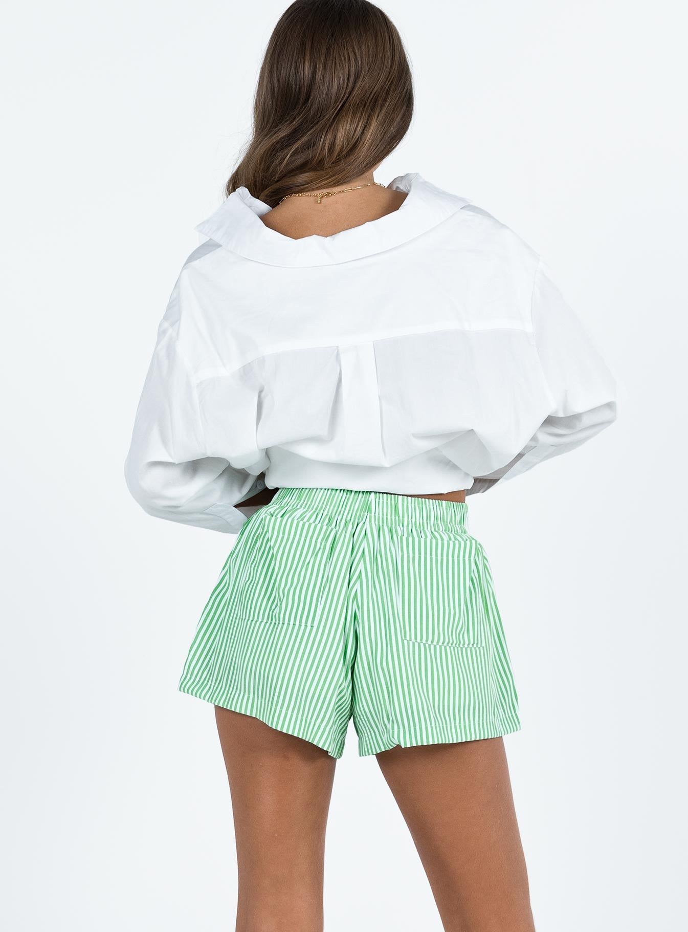 Beach House Shorts Green Stripe sold by Princess Polly product image thumbnail 5