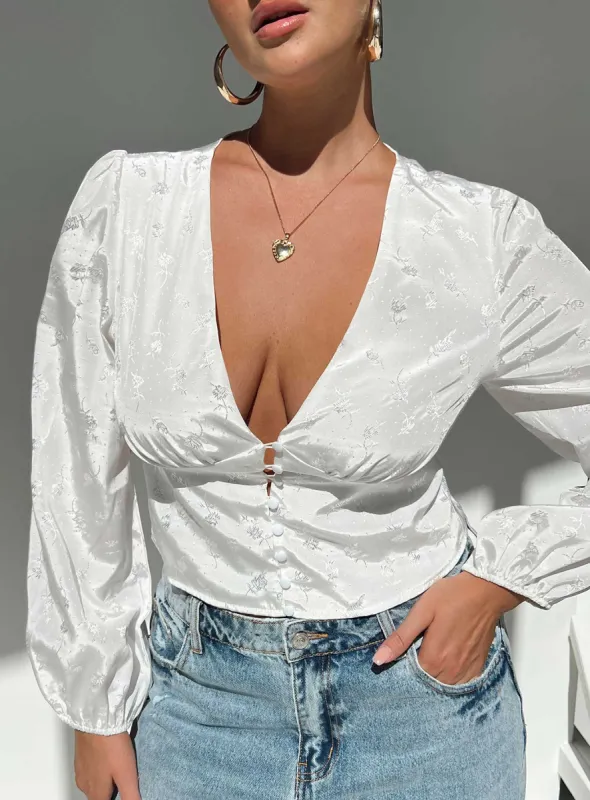 Traylen Long Sleeve Top White sold by Princess Polly