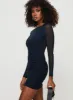Wallington Long Sleeve Mini Dress Navy sold by Princess Polly