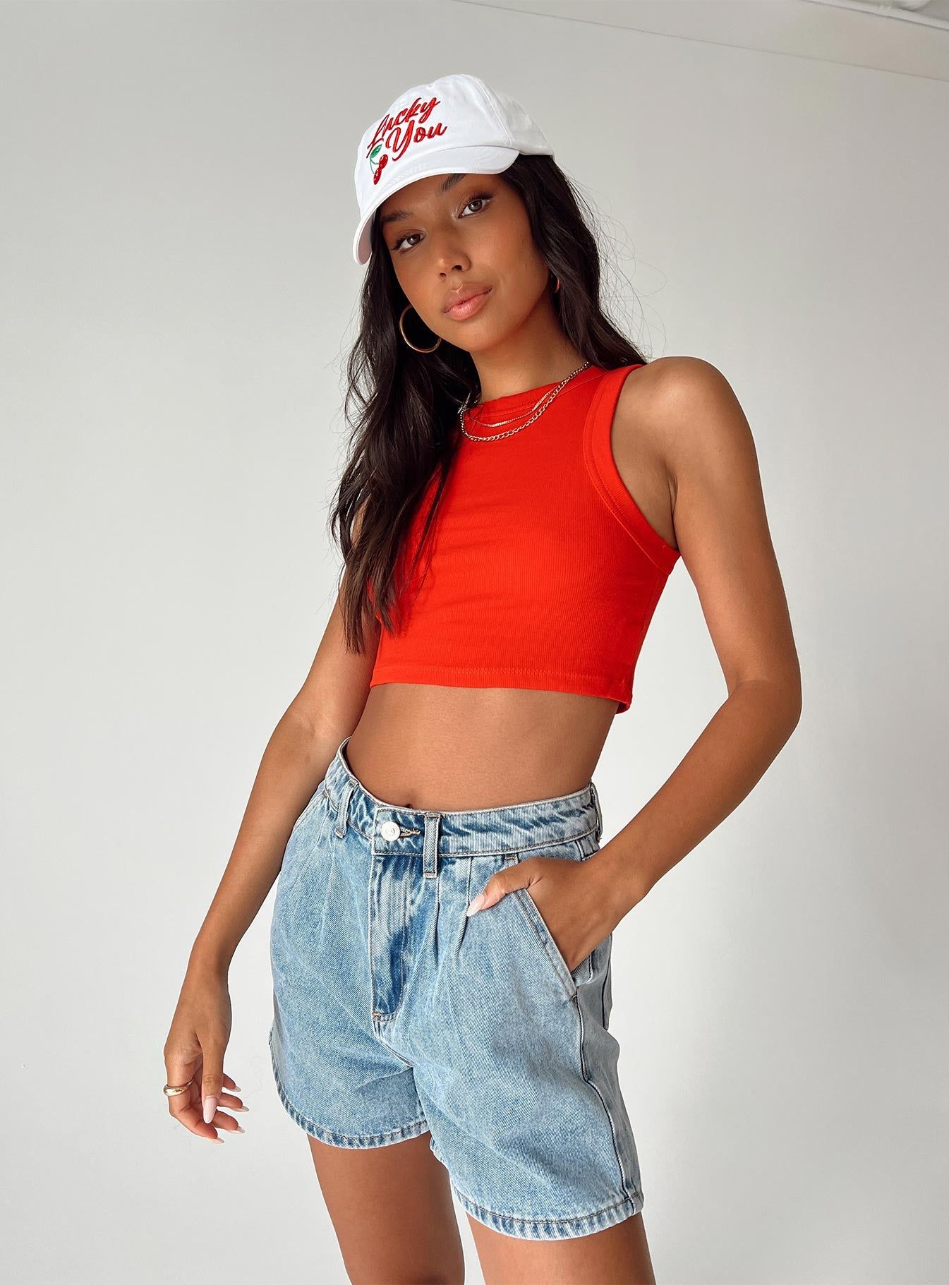 Oxford Tailored Denim Shorts sold by Princess Polly