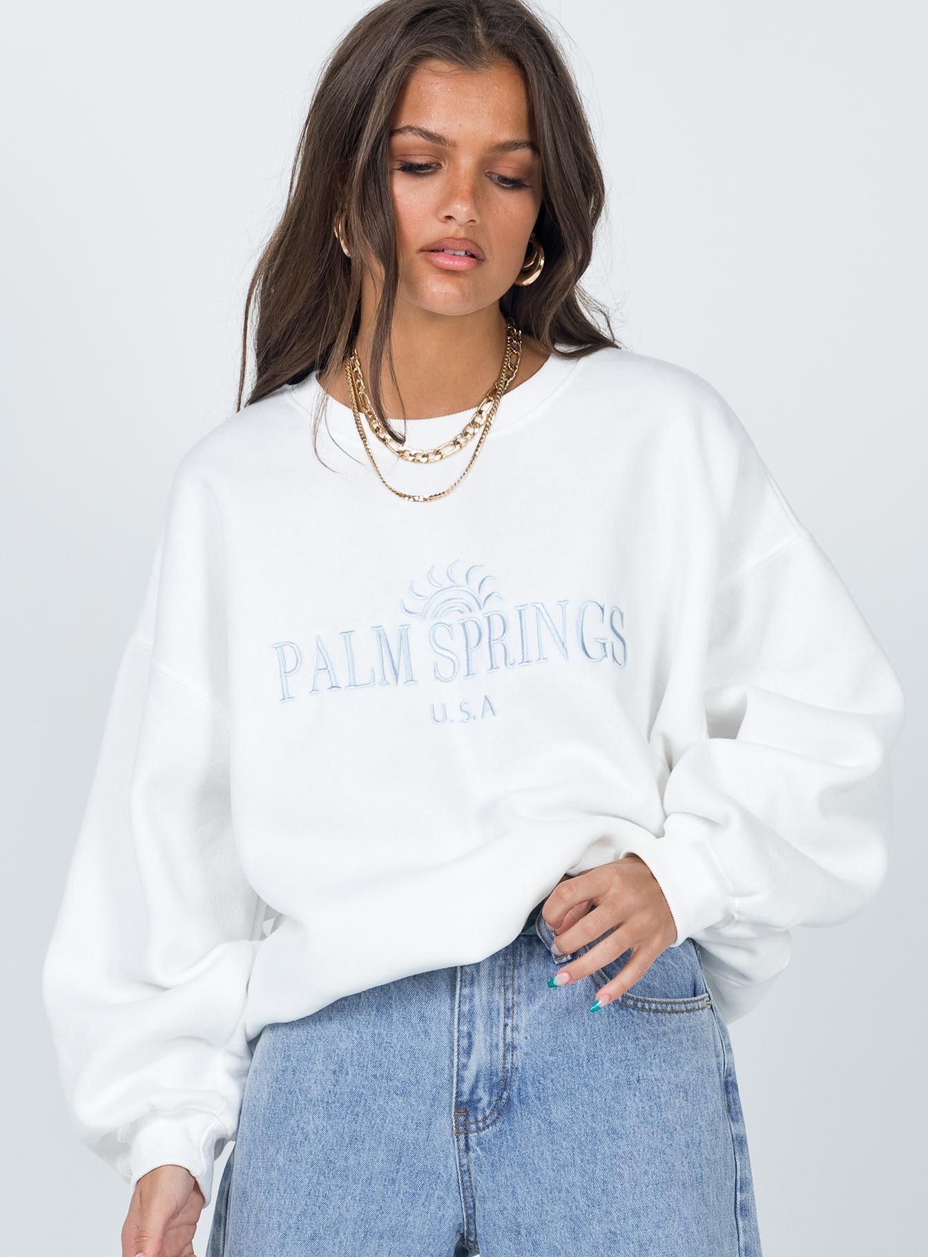 Palm Springs Sweatshirt White sold by Princess Polly product image thumbnail 2
