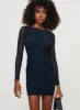 Wallington Long Sleeve Mini Dress Navy sold by Princess Polly
