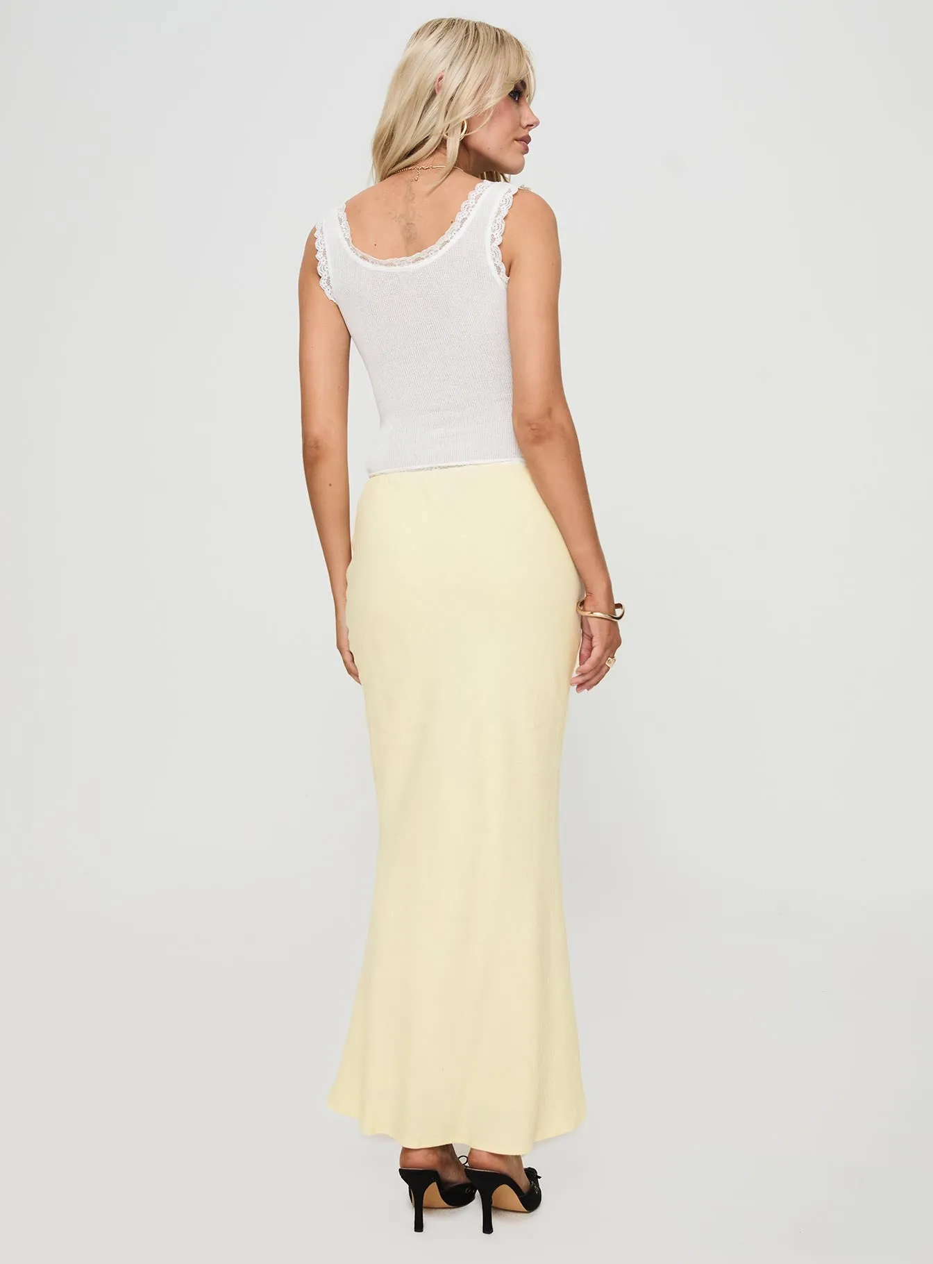Mercer Linen Blend Maxi Skirt Lemon sold by Princess Polly product image thumbnail 5