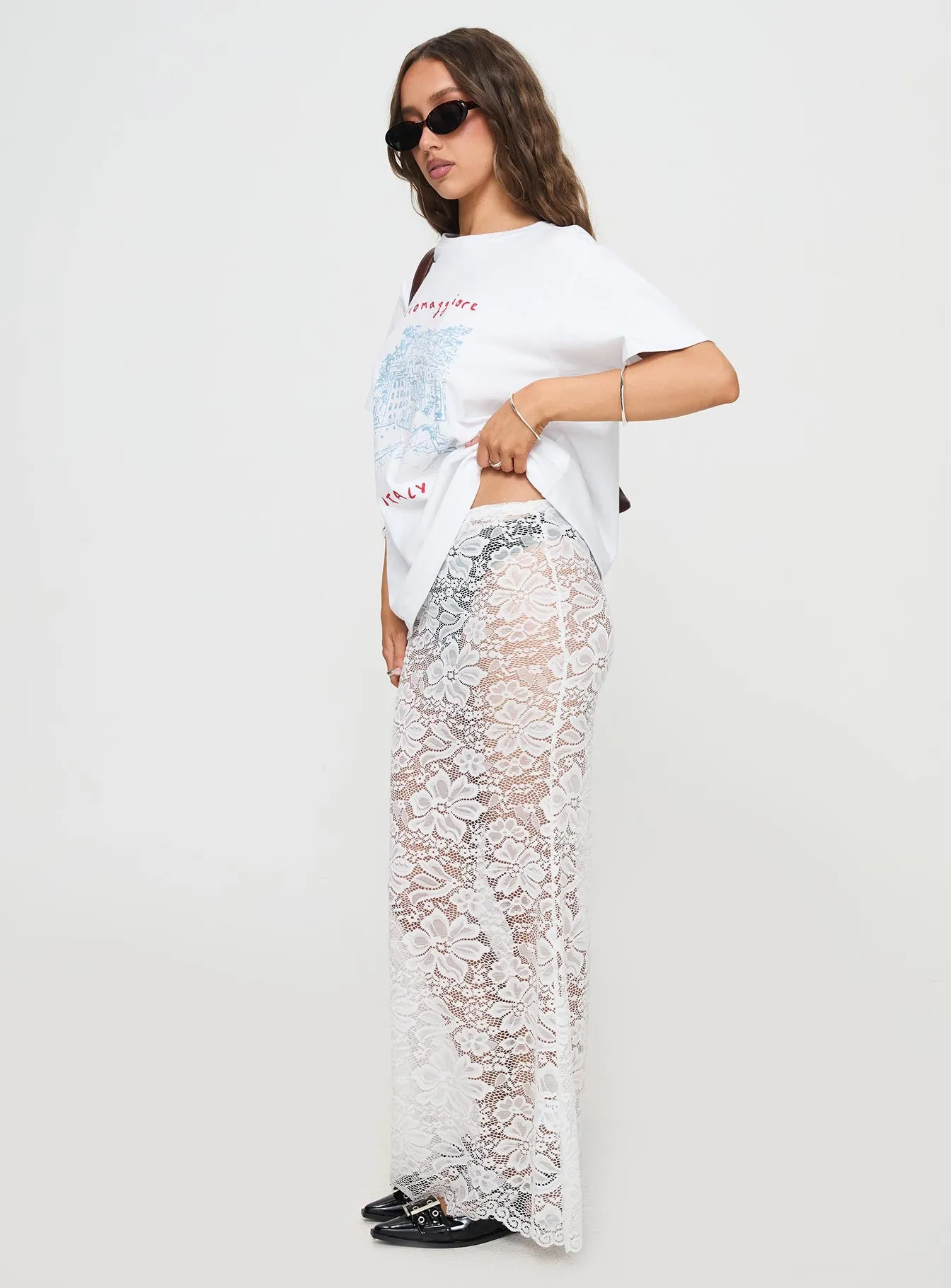 Lombardio Lace Maxi Skirt White sold by Princess Polly product image thumbnail 4