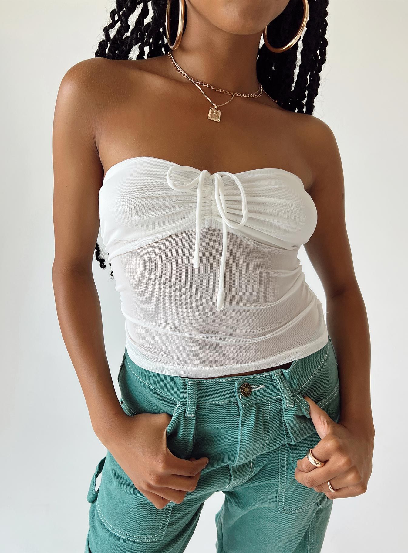 Solana Strapless Longline Top White sold by Princess Polly