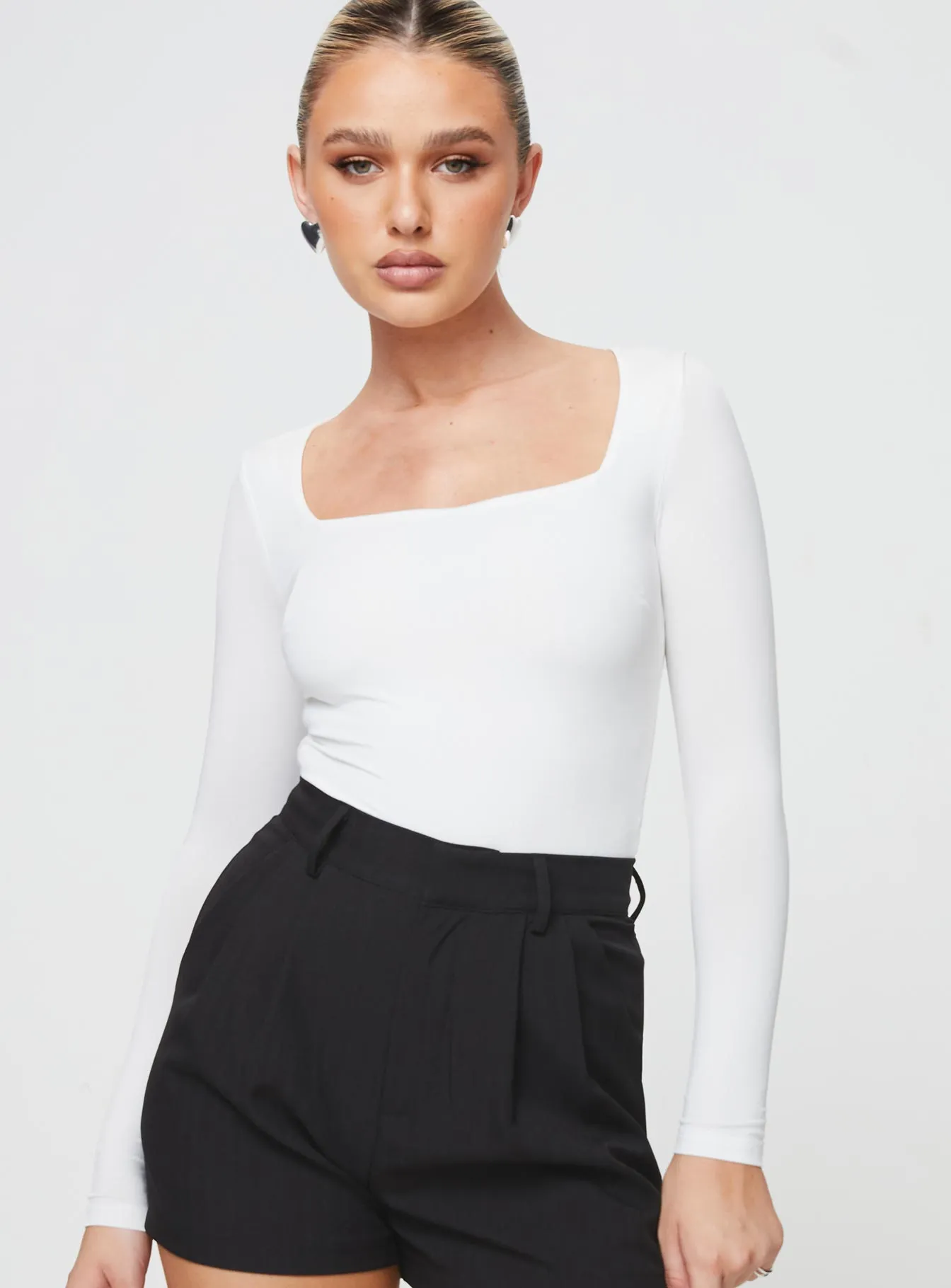 Crasey Long Sleeve Bodysuit White sold by Princess Polly product image thumbnail 2