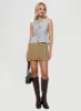 Spheres Pleat Mini Skirt Beige sold by Princess Polly