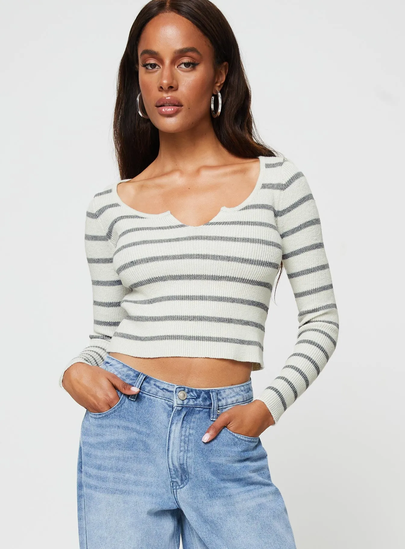 Devis Long Sleeve Top White / Black sold by Princess Polly product image thumbnail 2
