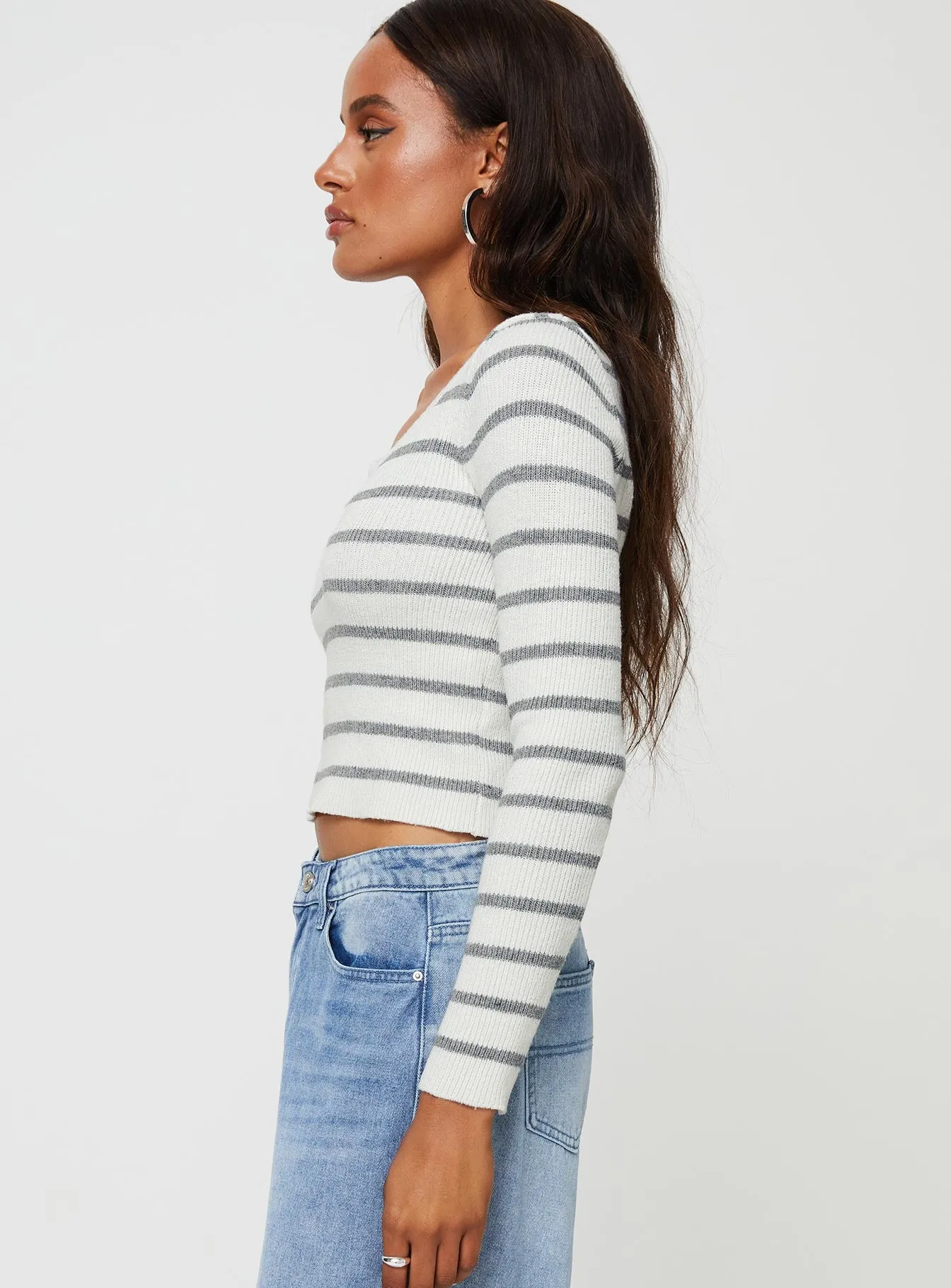 Devis Long Sleeve Top White / Black sold by Princess Polly product image thumbnail 4