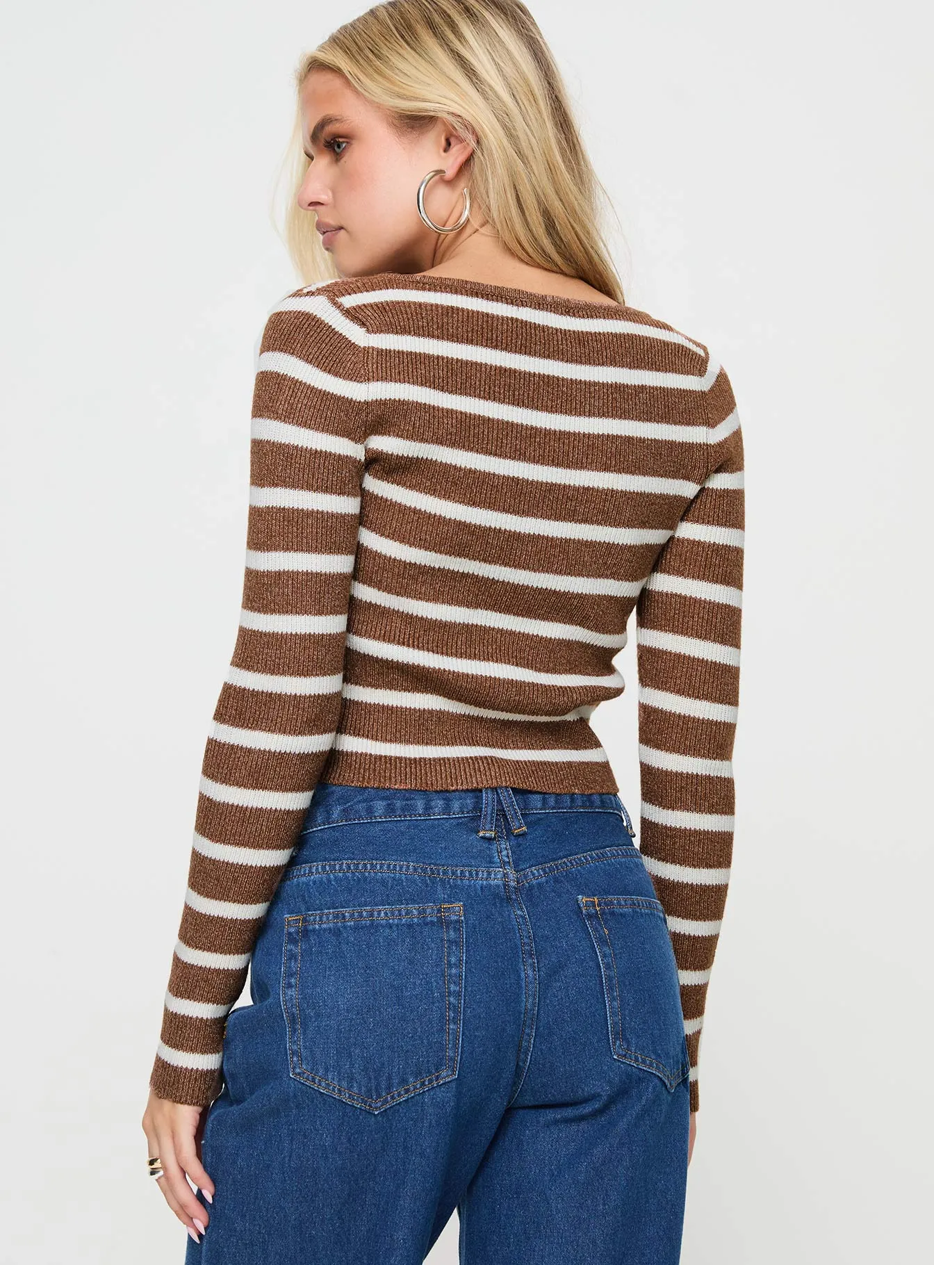 Devis Long Sleeve Top Brown / White sold by Princess Polly product image thumbnail 5
