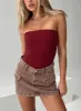 Niner Strapless Bodysuit Burgundy sold by Princess Polly