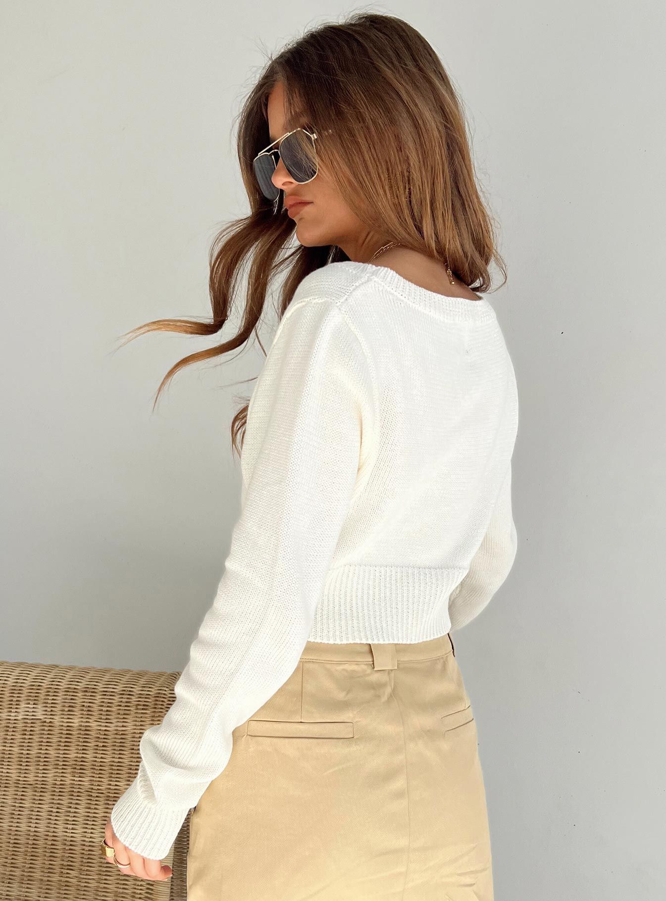 Britta Cropped Sweater White sold by Princess Polly product image thumbnail 4