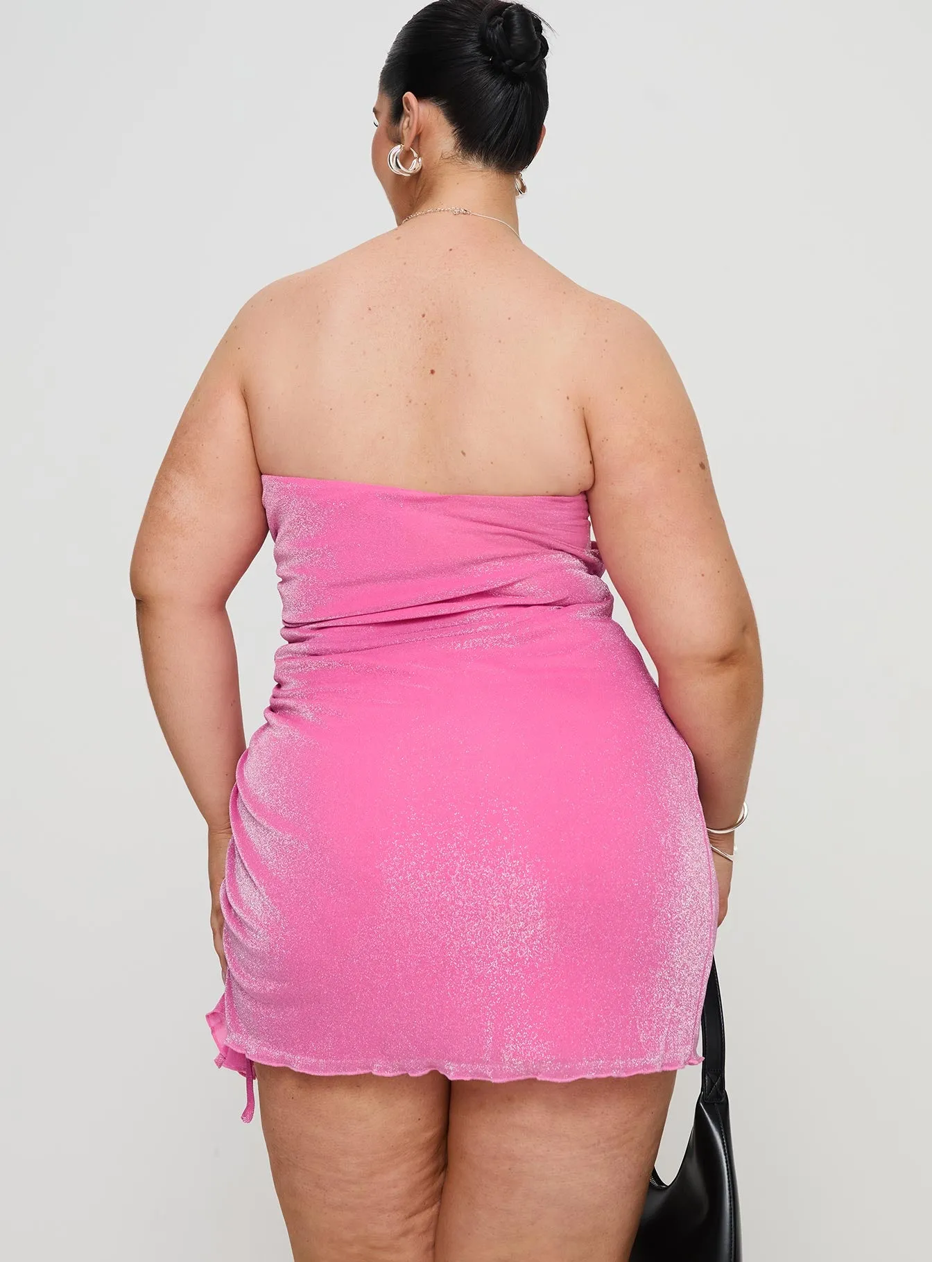 Donelli Strapless Mini Dress Pink Curve sold by Princess Polly product image thumbnail 5