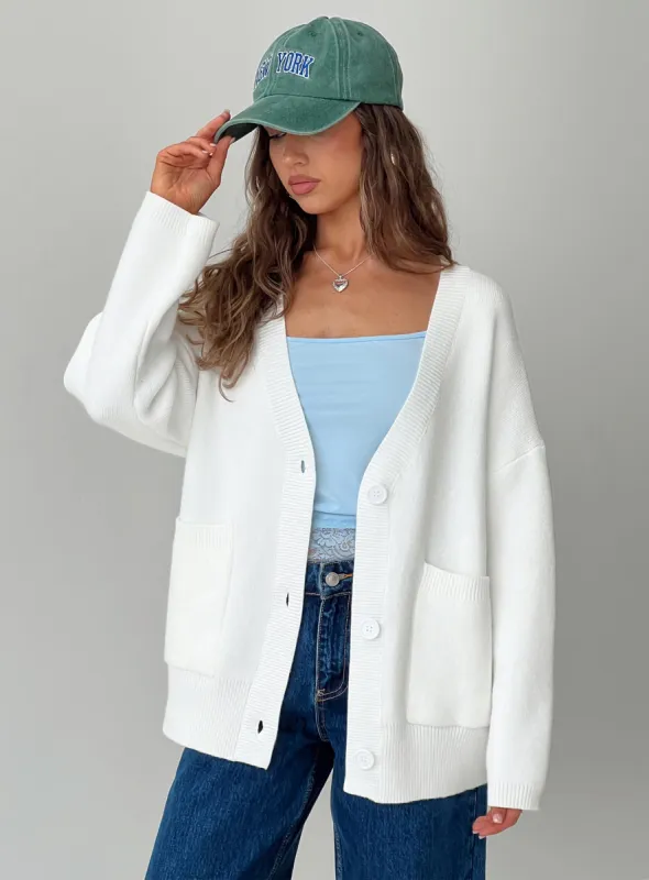 Burke Cardigan White sold by Princess Polly
