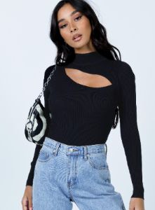 Azalea Long Sleeve Bodysuit Black sold by Princess Polly