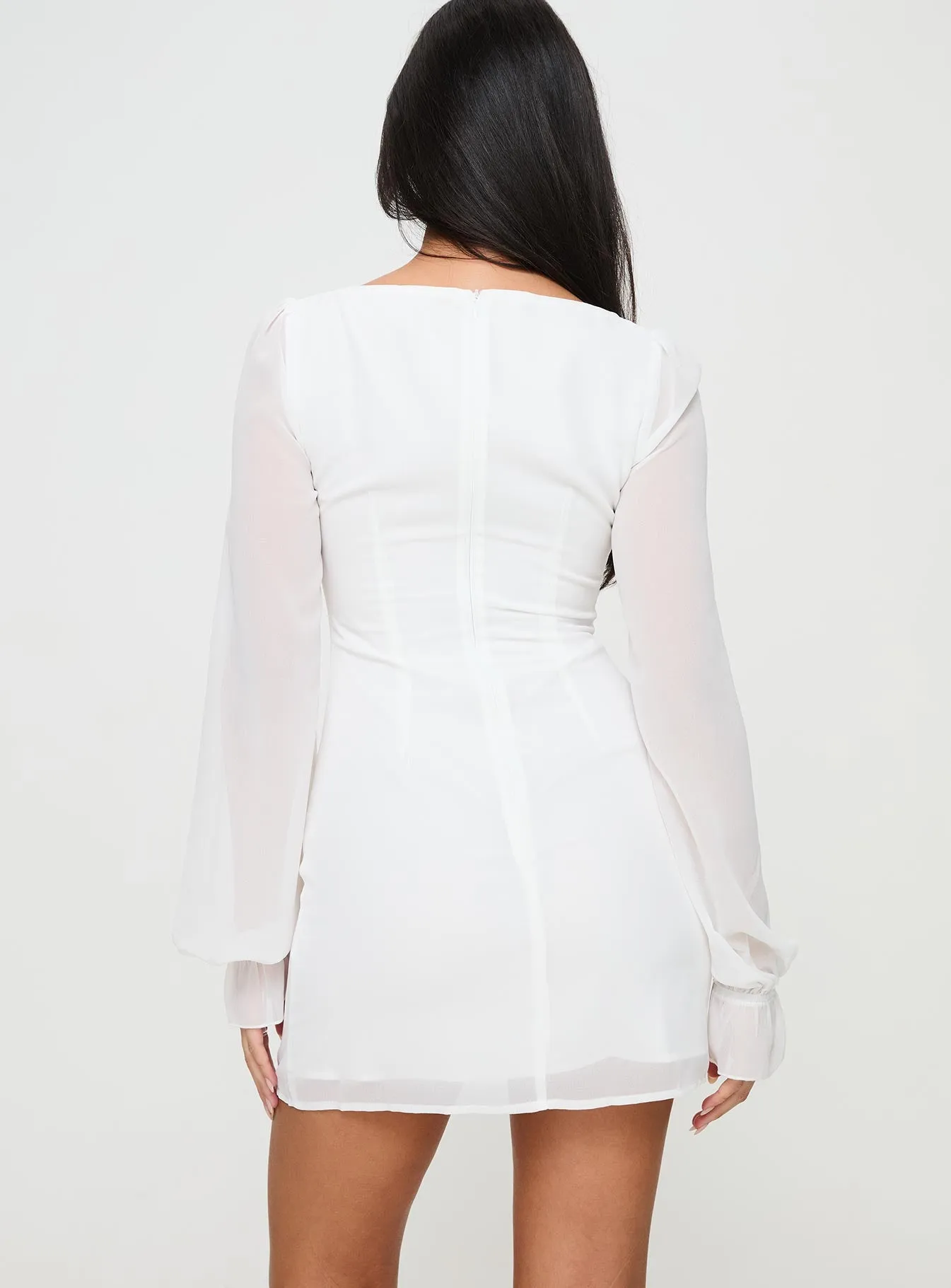 Bayford Long Sleeve Mini Dress White sold by Princess Polly product image thumbnail 5
