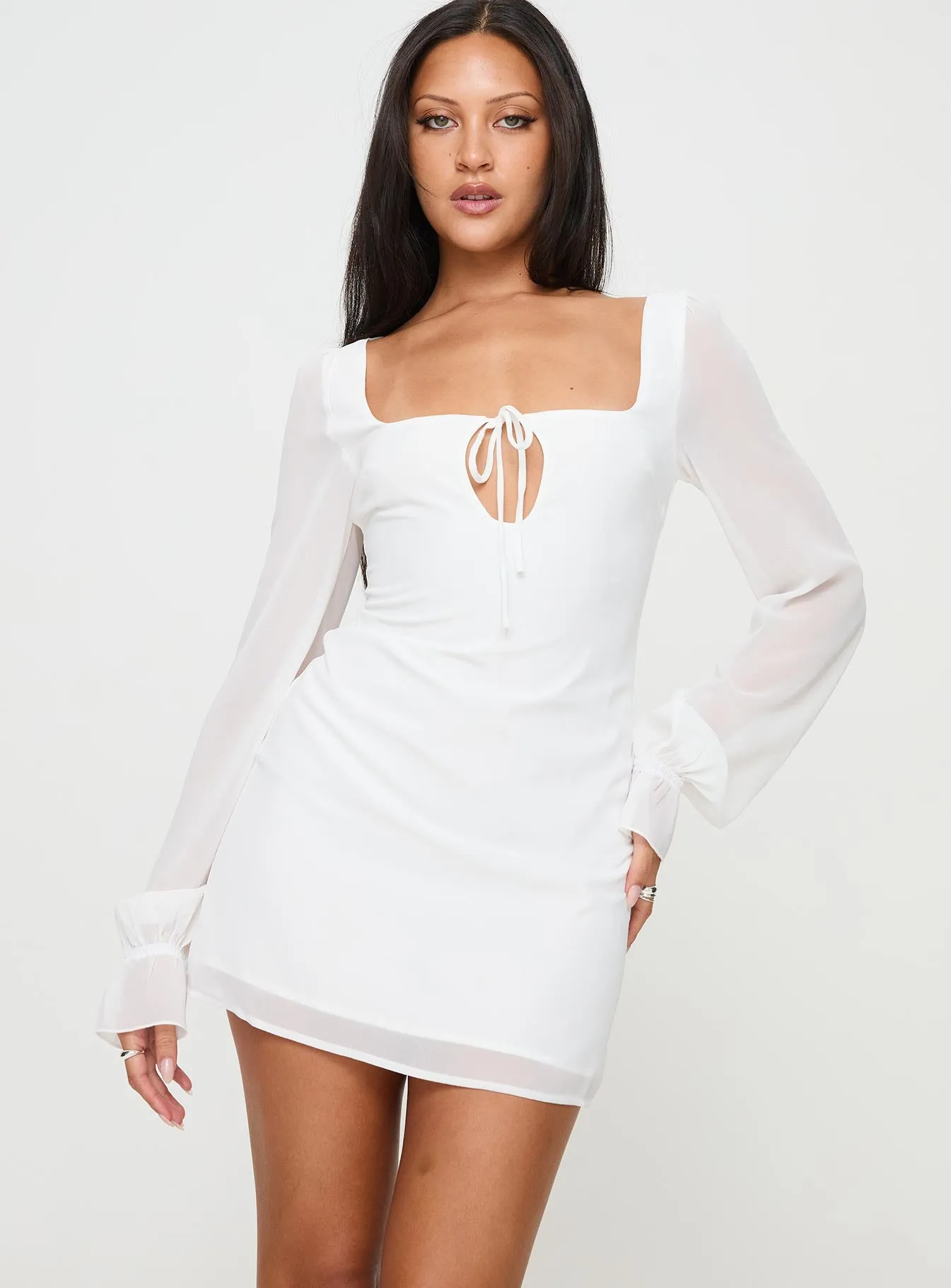 Bayford Long Sleeve Mini Dress White sold by Princess Polly product image thumbnail 2