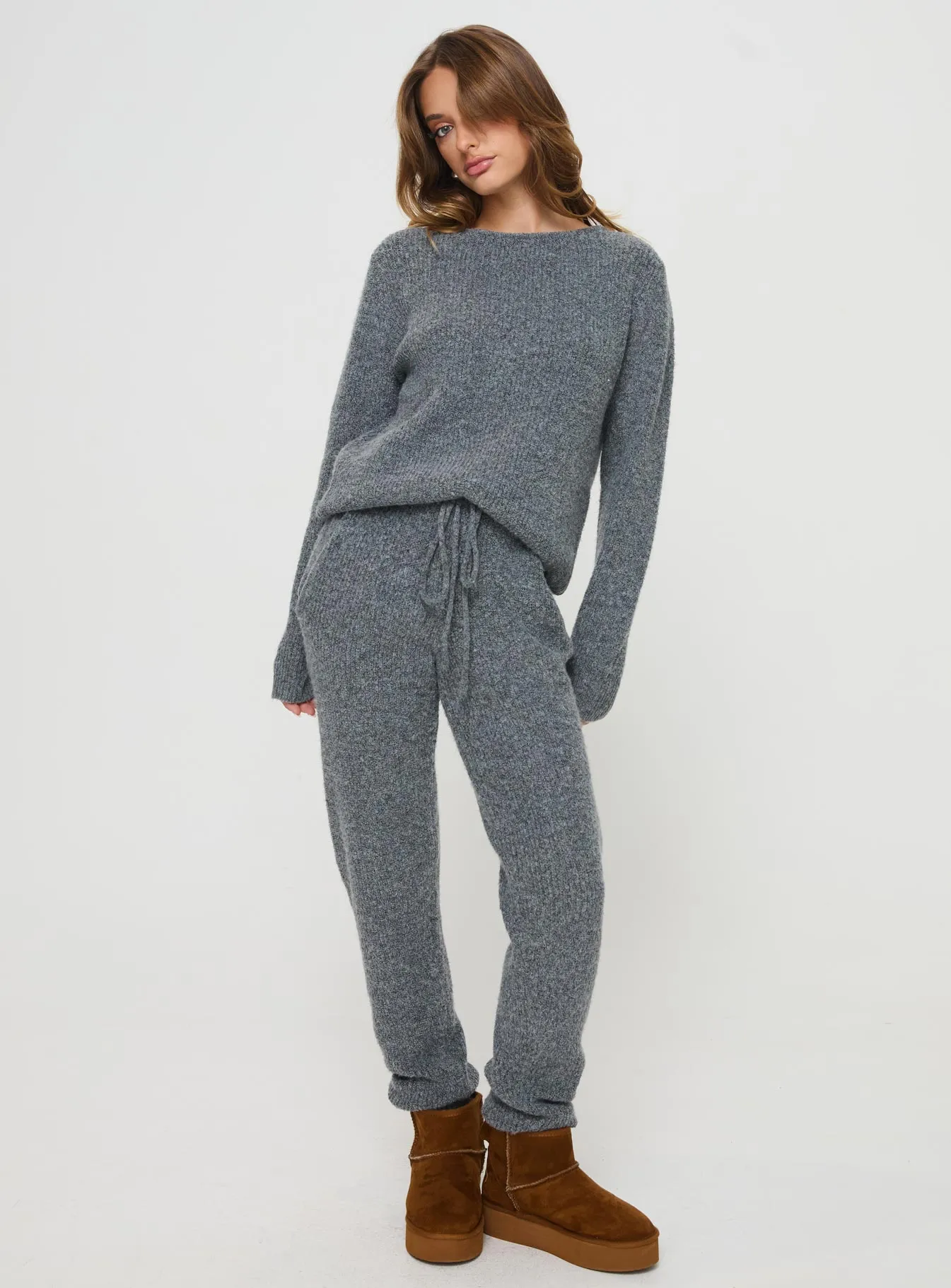 Abrams Rib Knit Crew Sweater Charcoal Marle sold by Princess Polly product image thumbnail 3