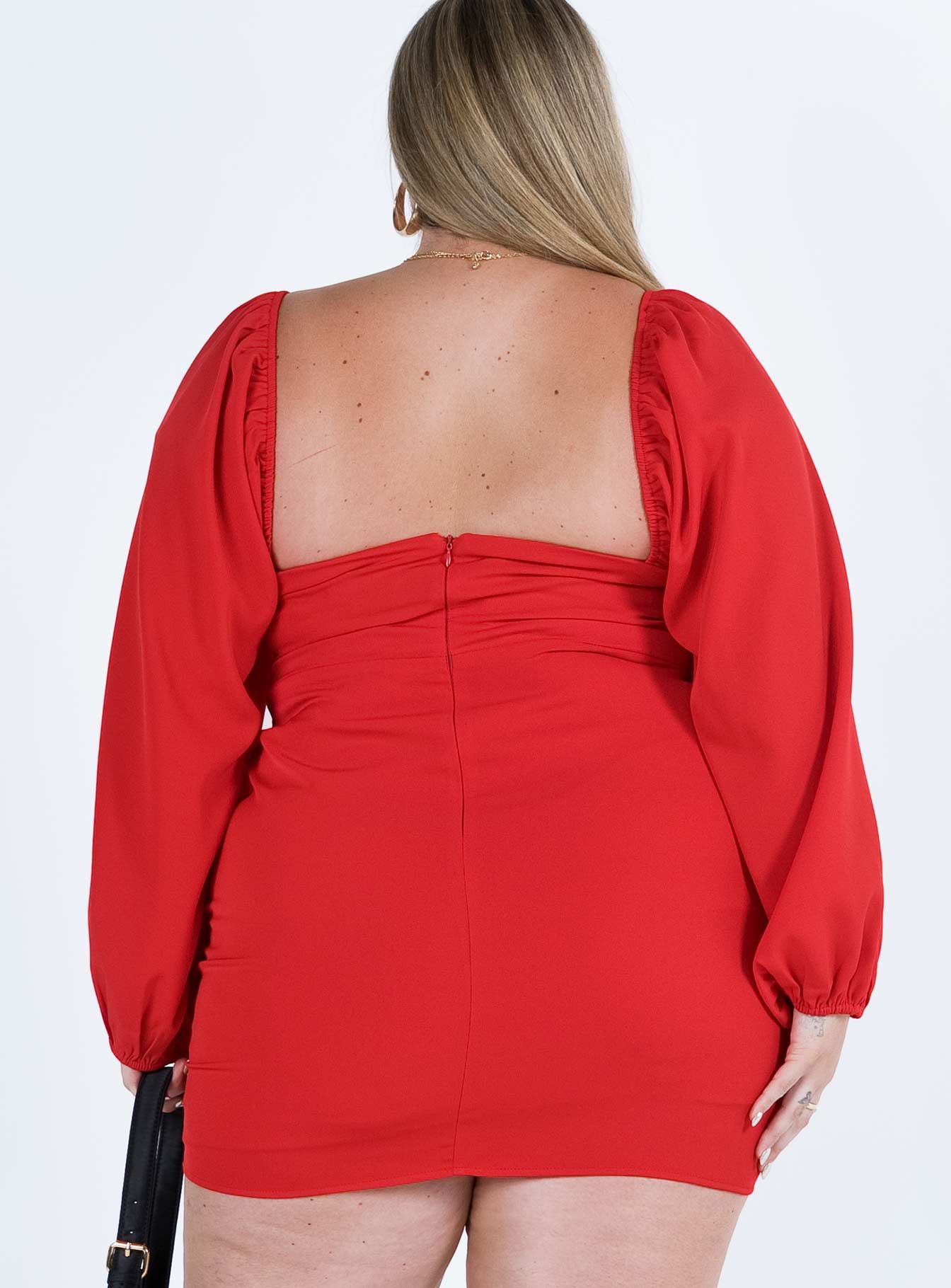 Lillie Long Sleeve Mini Dress Red Curve sold by Princess Polly product image thumbnail 5