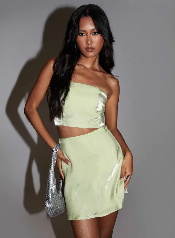 Precise Strapless Set Green sold by Princess Polly