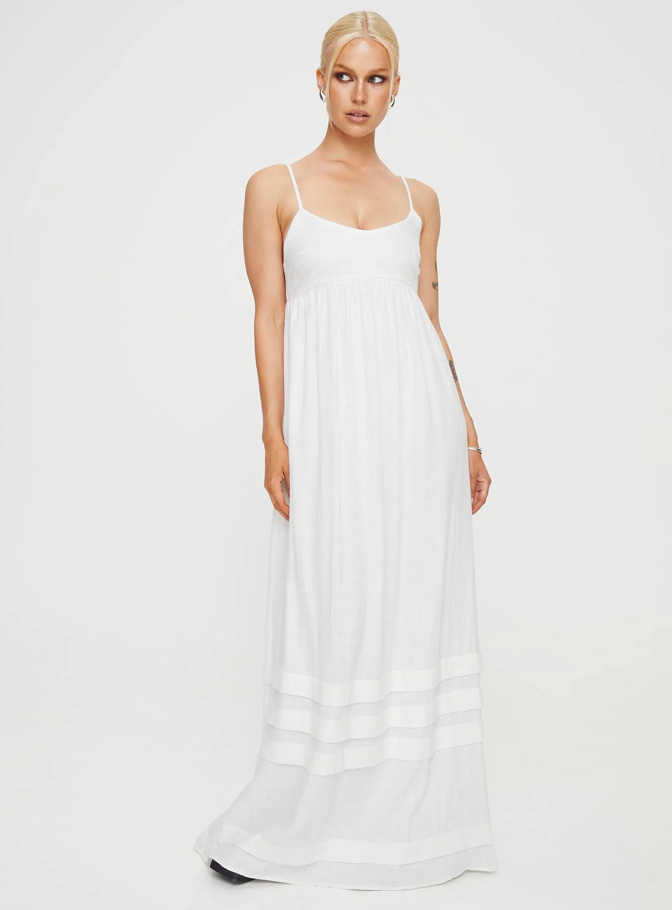 Milden Linen Blend Maxi Dress White sold by Princess Polly product image thumbnail 5