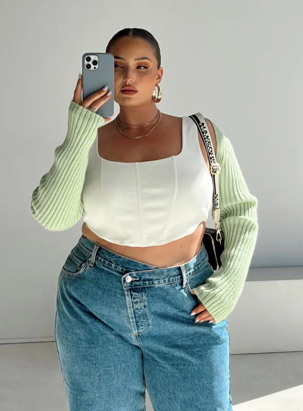 Aytan Bolero Sweater Green Curve sold by Princess Polly