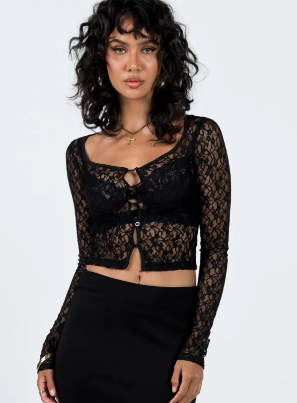 Kenar Long Sleeve Top Black sold by Princess Polly