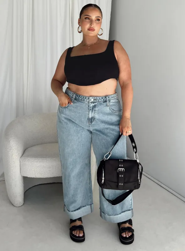 Ollie Straight Leg Jean Mid Wash Denim Curve sold by Princess Polly