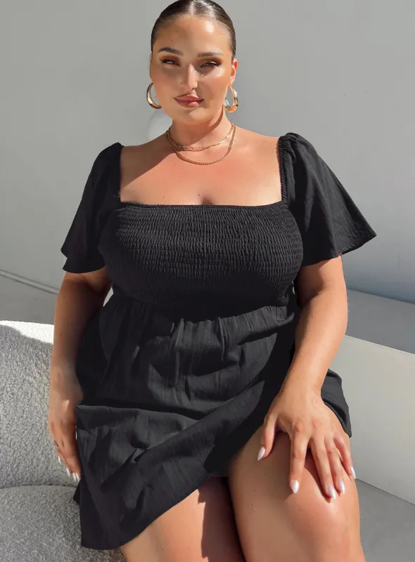 Summer Nights Mini Dress Black Curve sold by Princess Polly