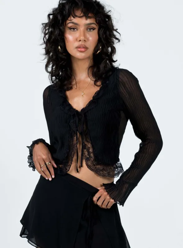 Kareela Long Sleeve Top Black sold by Princess Polly