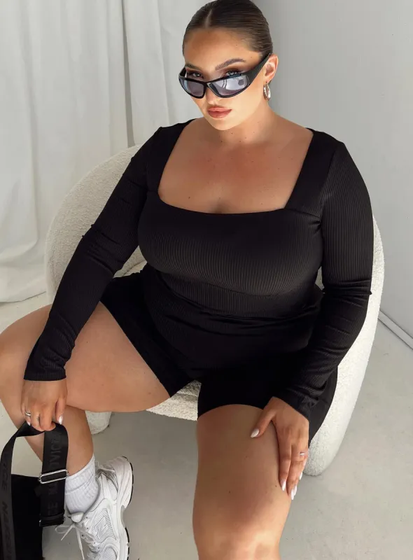 Sara Romper Black Curve sold by Princess Polly