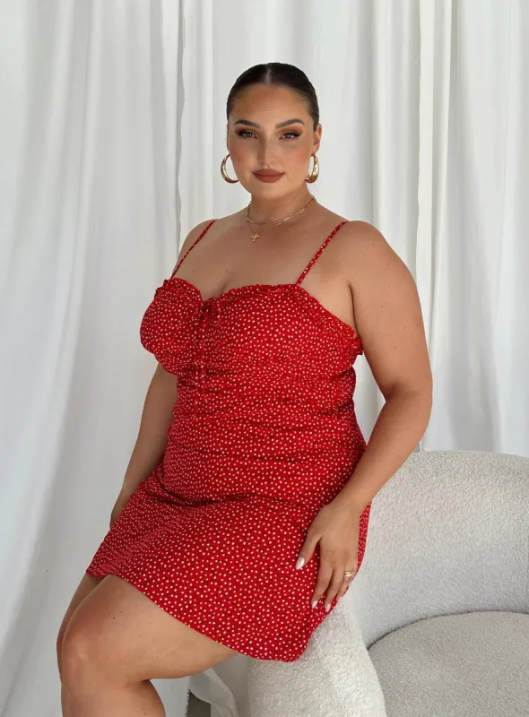 Love Birds Mini Dress Red Curve sold by Princess Polly