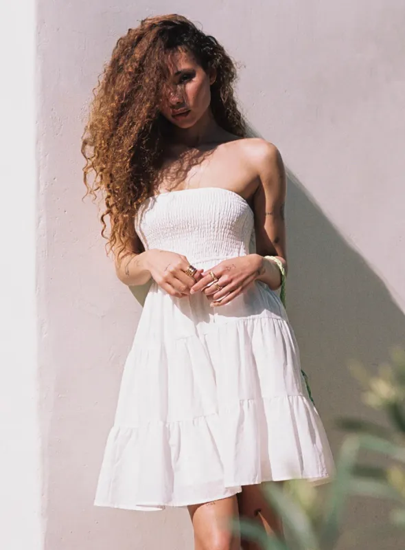 Fahy Strapless Mini Dress White sold by Princess Polly