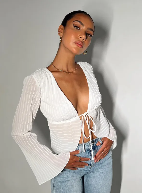 Floryce Long Sleeve Top White sold by Princess Polly