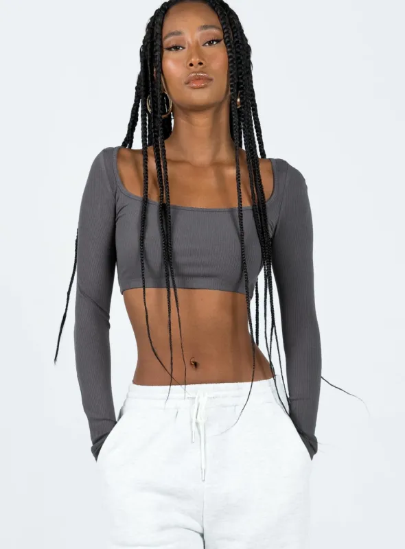 Paynton Long Sleeve Top Grey sold by Princess Polly